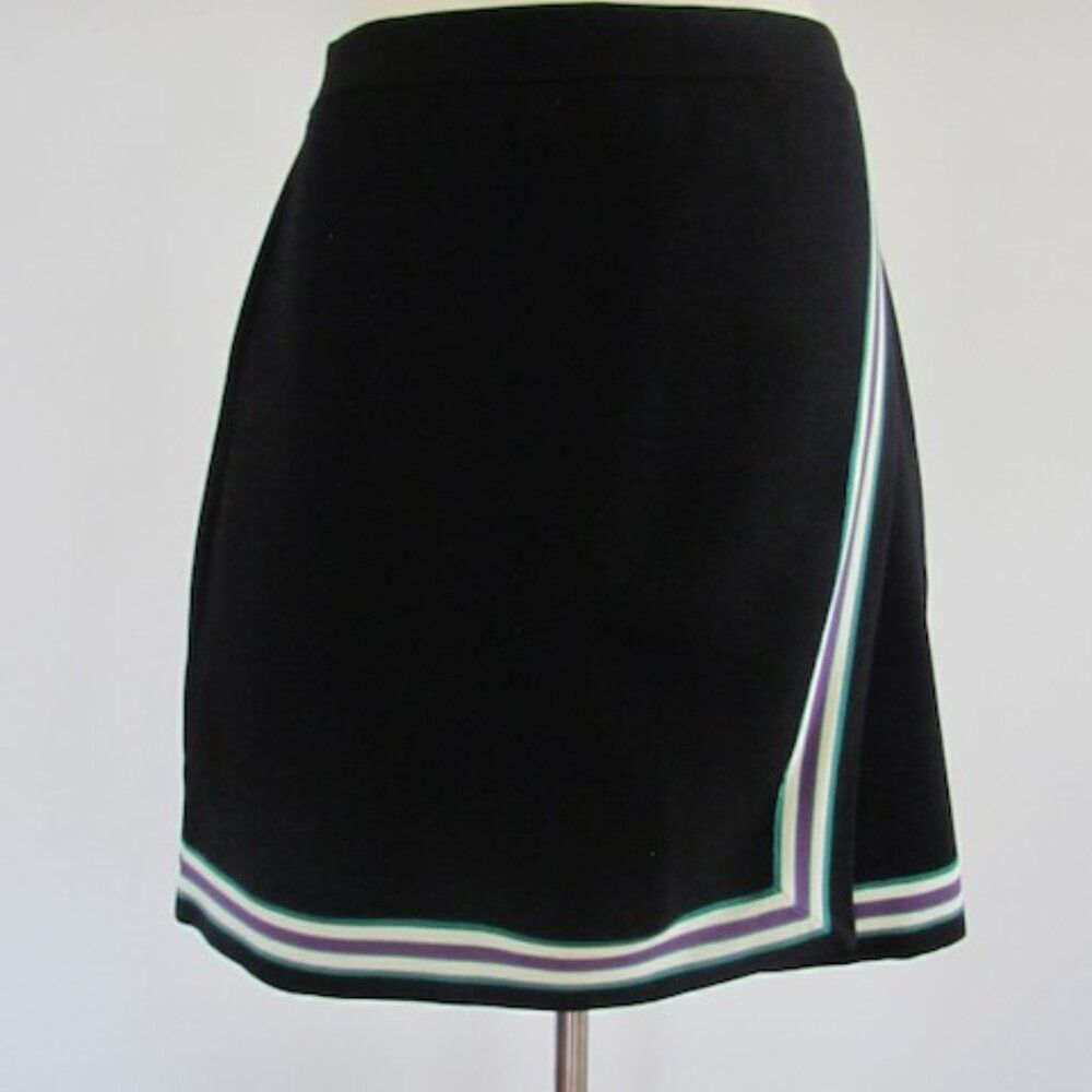 Sandro Paris Elodie Striped Crossover Skirt Noir Stripe Sz M = 2 - Picture 2 of 16